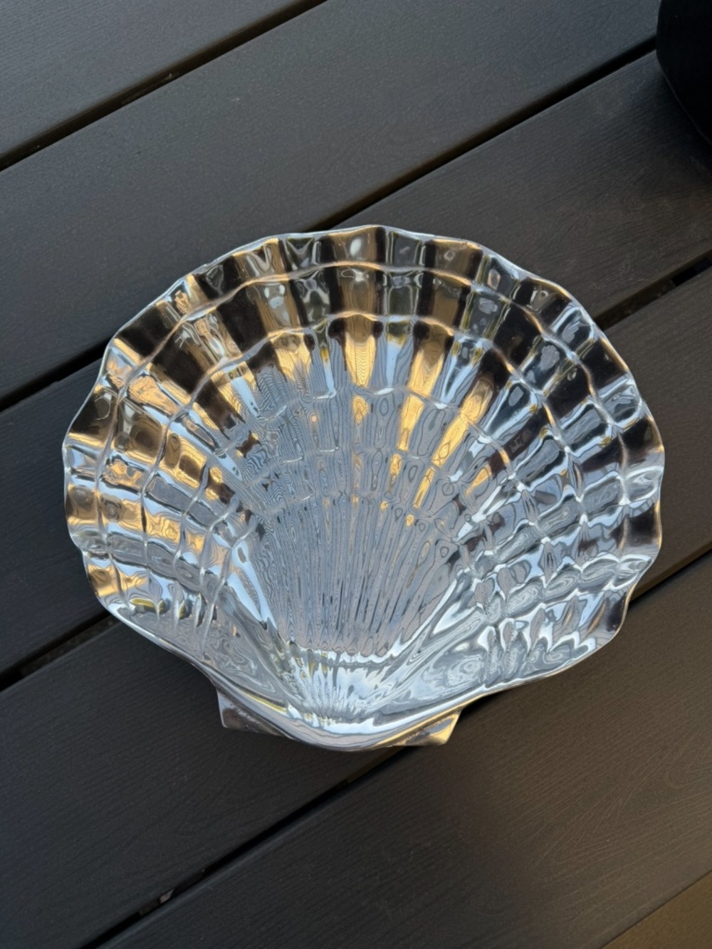 Vintage Otagiri Serving Bowl Cast Aluminum Nautical Beach Clam Sea Shell MCM 13”